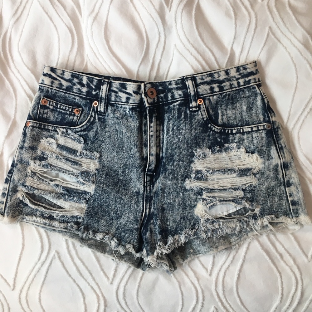 Destroyed denim shorts